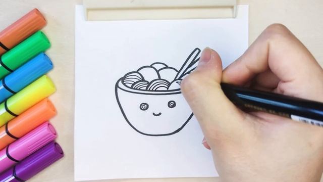 How to draw a bowl of noodles |Cómo dibujar un tazón de fideos смотреть онлайн