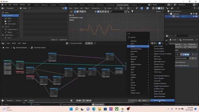 Curve Wave Animation using Geometry Node Blender 3.3 смотреть онлайн
