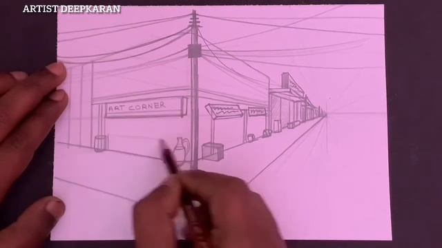 Market Composition in 2-Point Perspective | Step by Step Drawing | #perspective #composition смотреть онлайн