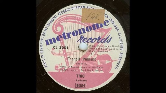 Poulenc Trio (Koppel, Wolsing, Bloch, c. 1950) смотреть онлайн