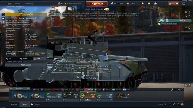 ZTZ96A (P) - Update Wind Of Change Dev Server - War Thunder смотреть онлайн