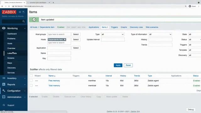 LIVE DE ZABBIX - ITEM DEPENDENTE смотреть онлайн