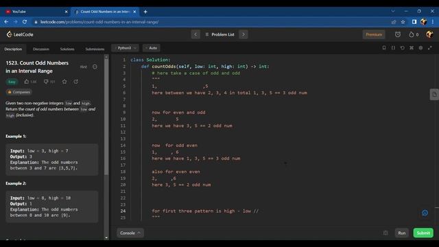Leetcode 1523 || Count Odd Numbers in an Interval Range || @studytoexecute4402 || #leetcode #pytho смотреть онлайн