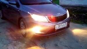 Противотуманки с ДХО для Kia Rio 3. ПТФ с ДХО Рио. Противотуманные фары Киа Рио