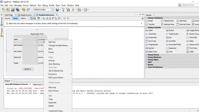 Registration Form in Java using NETBEANS | Derby database | JFrame | NETBEANS смотреть онлайн