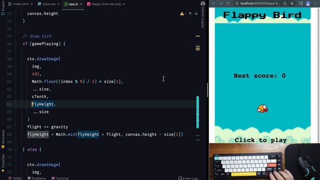 ASMR Programming | Build Flappy Bird Game in JavaScript [No talking] смотреть онлайн