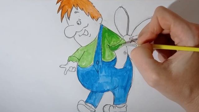 Рисуем Карлсона. Мультяшные рисунки.Videos for kids. смотреть онлайн