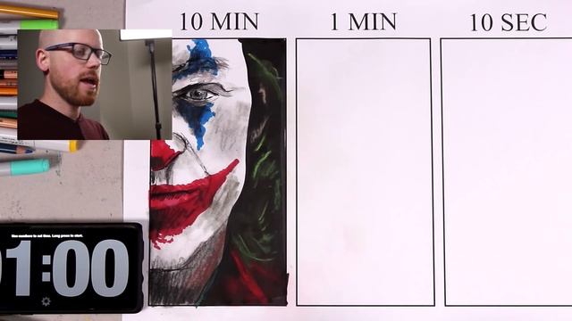 Drawing Joker in 10 MIN, 1 MIN & 10 SECONDS! смотреть онлайн