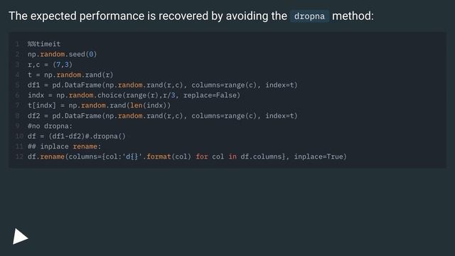 Pandas: peculiar performance drop for inplace rename after dropna смотреть онлайн