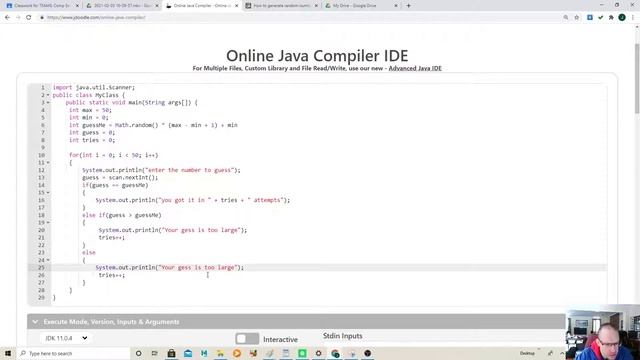 Guessing a random number in Java with a for loop смотреть онлайн