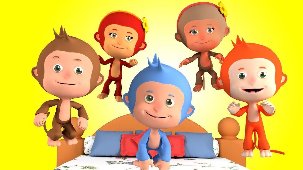 Пять Маленьких Обезьянок - Учимся считать - Детские песни смотреть онлайн