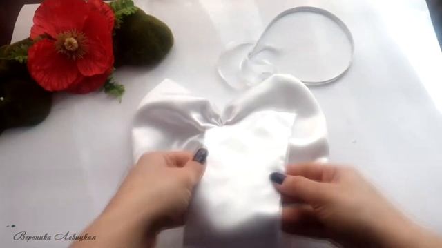 DIY Моно-тиара из ткани. Ободок с бантом из атласной ткани.