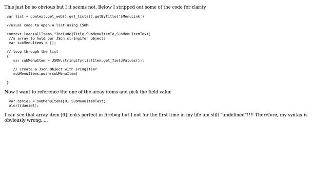 Sharepoint: Accessing my list field values via dot notation after json.stringifier смотреть онлайн