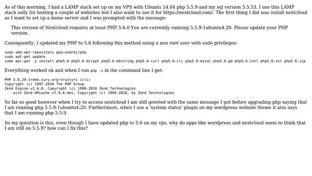 Apps still say I have previous version of PHP even though I have updated to 5.6 смотреть онлайн