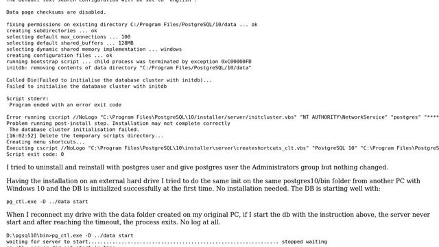 postgres for windows installation error at postinstall смотреть онлайн