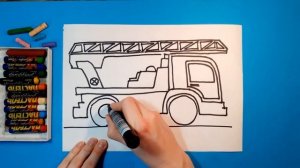 Как нарисовать ПОЖАРНУЮ МАШИНУ. Рисуем с детьми. How to draw a FIRE TRUCK.
