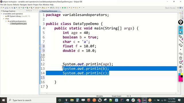 Java Variables and Operators смотреть онлайн