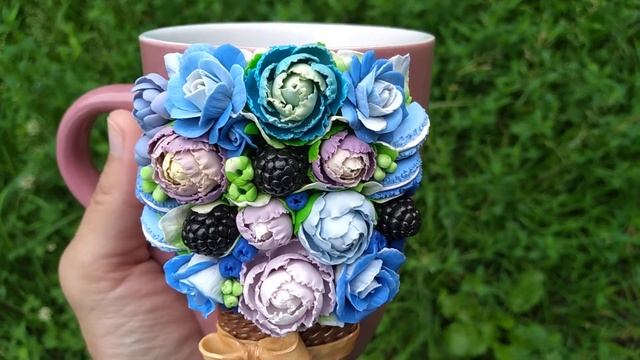Кружка с декором из полимерной глины. смотреть онлайн
