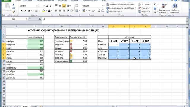 Условное форматирование в электронных таблиц смотреть онлайн