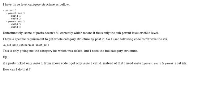 Wordpress: get full category structure by post id смотреть онлайн
