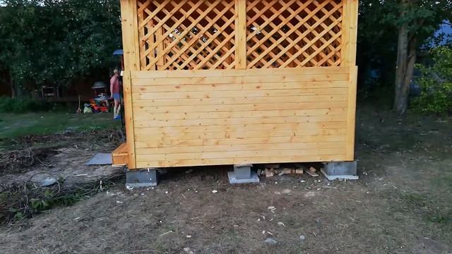 Беседка деревянная 3х3м под ключ со сборкой на участке смотреть онлайн