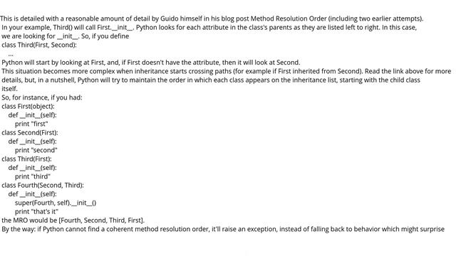 How does Python's super() work with multiple inheritance? смотреть онлайн