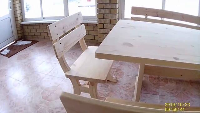 #Стол Комплект, Стол и скамейки из массива сосны для дачи смотреть онлайн