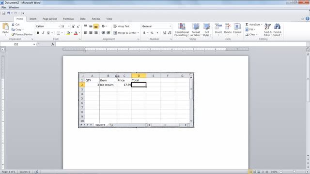 How to insert an Excel spreadsheet in Microsoft Word 2010 смотреть онлайн