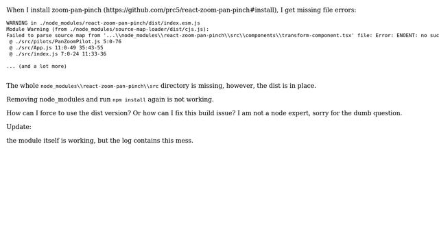 When I install react-zoom-pan-pinch, it not contains the src folder, and I get error on build? смотреть онлайн