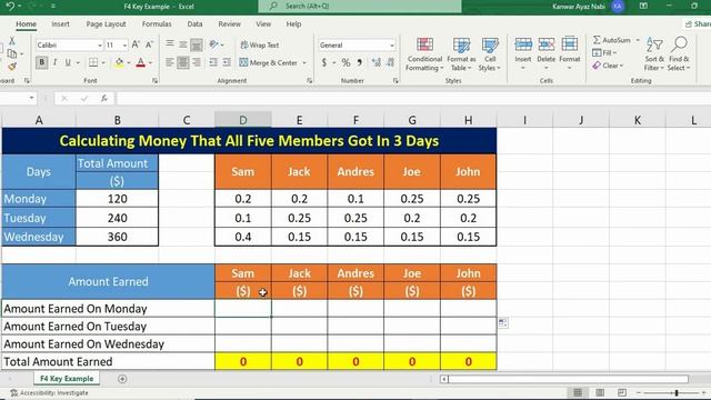 Microsoft Excel 2021 Tutorial 9 | Example Of F4 Key | English Subtitles смотреть онлайн