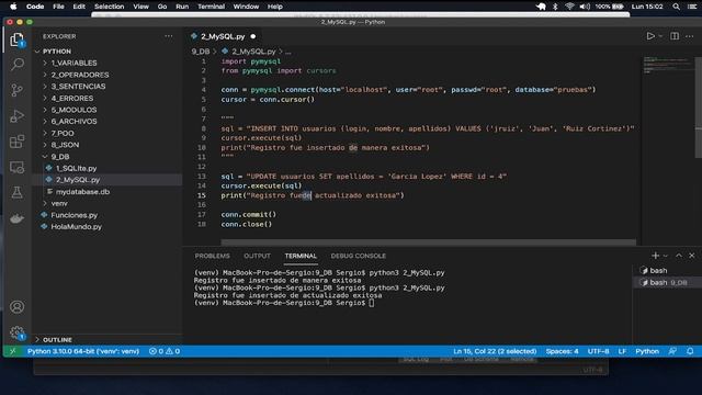 DB: 2 MySQL Update/Delete con Python 3 смотреть онлайн