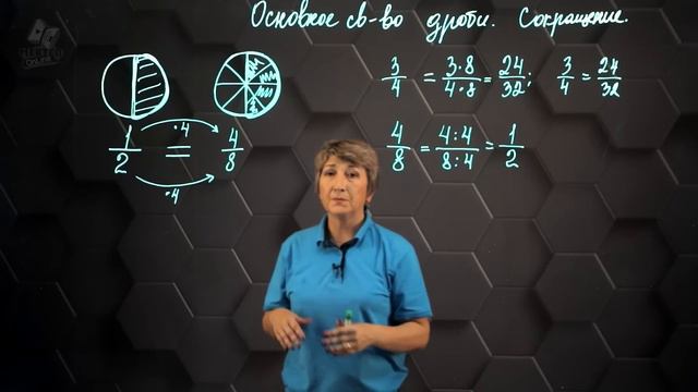 Основное свойство дроби. Сокращение дробей. 5 класс. смотреть онлайн
