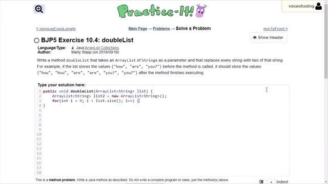 Exercise 10.4 (doubleList) Java Tutorial || Practice-It смотреть онлайн