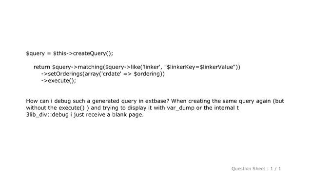 MySQL : How to debug a query in extbase? смотреть онлайн