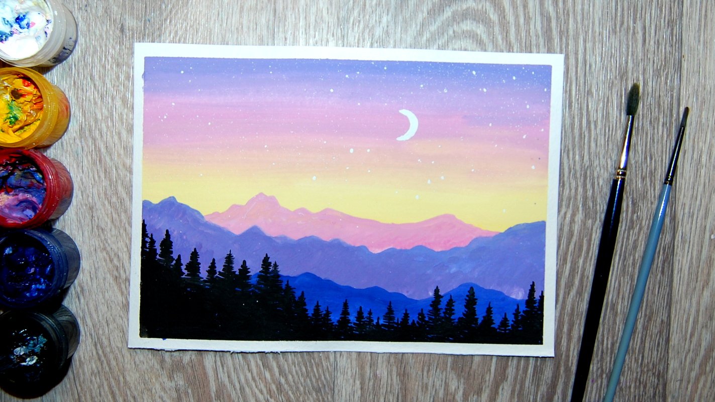 Как нарисовать горы гуашью. Правополушарное рисование смотреть онлайн