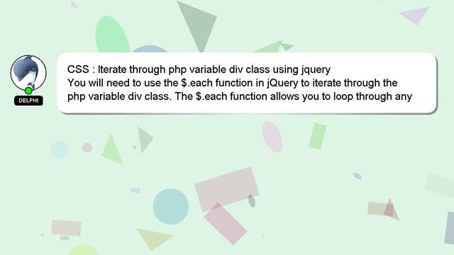 CSS : Iterate through php variable div class using jquery смотреть онлайн