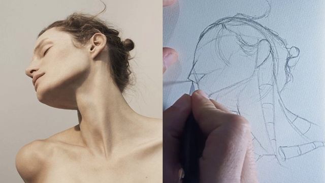 anatomy with hard angle-How to draw a portrait using Loomis method-real time смотреть онлайн