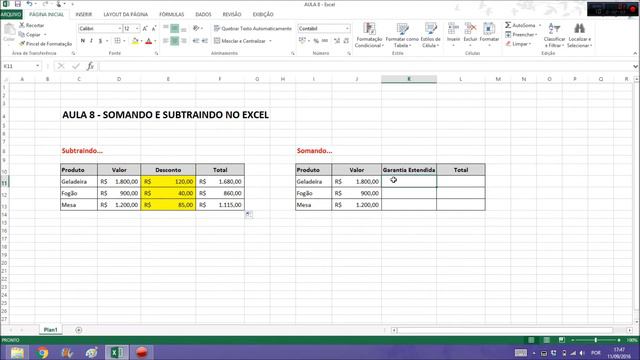 Aula de Excel Online (Aula 8) Excel Soma e Subtração смотреть онлайн