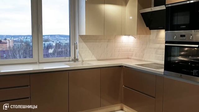 4-х метровая монолитная столешница формы "П". Проезд Атласова, 5. Подъём на 7 этаж. смотреть онлайн