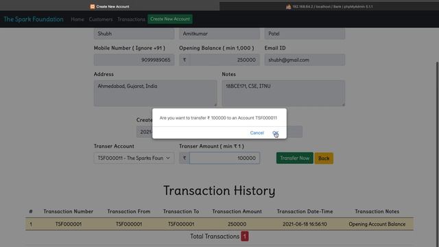 The Sparks Foundation Web Development Designing Task#1 Basic Banking System смотреть онлайн