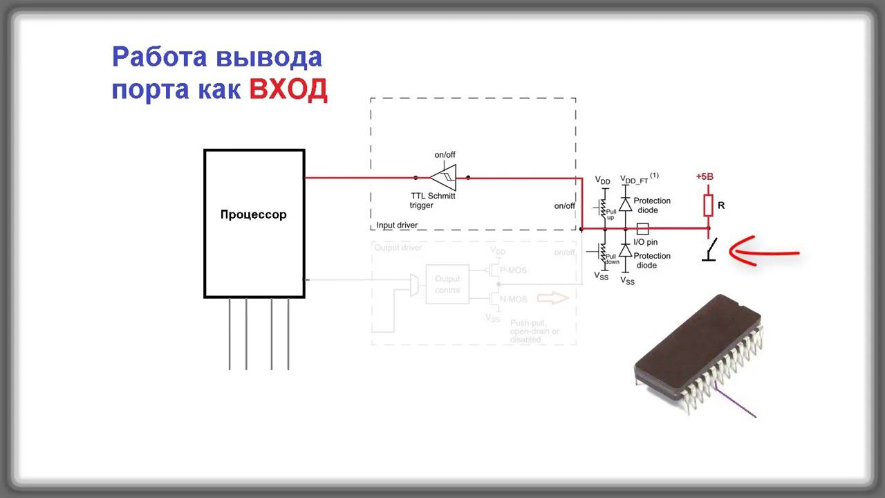 Схема вывода порта общего назначения микроконтроллера