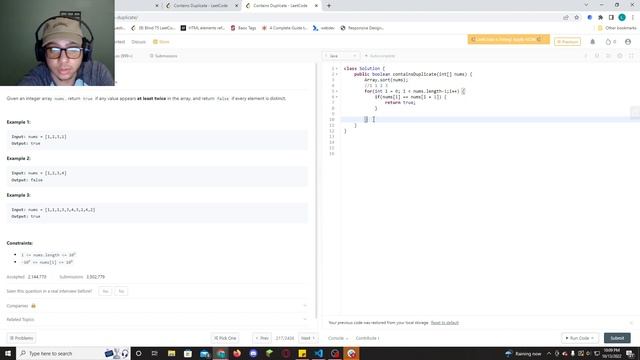 LeetCode Contains Duplicate(Java) Tutorial смотреть онлайн