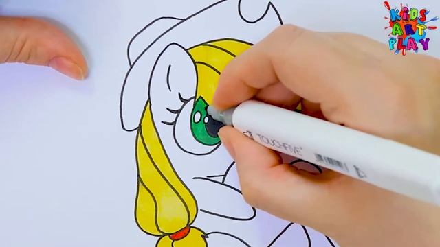 Drawing APPLEJACK STAR - My Little Pony Drawing And Coloring - For Kids смотреть онлайн