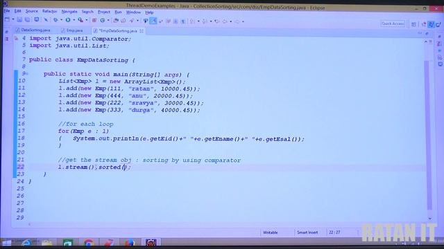 Core java Tutorial || Collections Framework || Object Data (Emp) Sorting Using Stream API смотреть онлайн