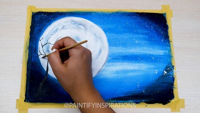 Учебник по акриловой живописи лунного пейзажа  ASMR