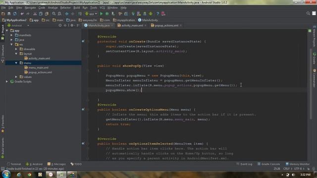 28 Working with Popup Menu Android Studio Tutorial смотреть онлайн