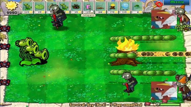 Plants vs Zombies - 1 Threepeater vs Gargantuar vs 99 Zombies смотреть онлайн