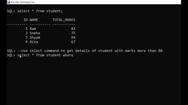 How to display student details who got marks greater than 80 ?| SQL command смотреть онлайн