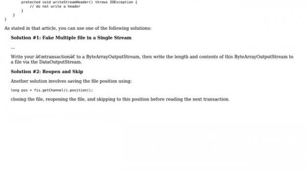 How can I append to an existing java.io.ObjectStream? (4 Solutions!!)