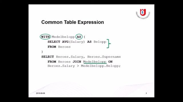 CTE, Tabellkopior - Föreläsning 19 (SQL) смотреть онлайн
